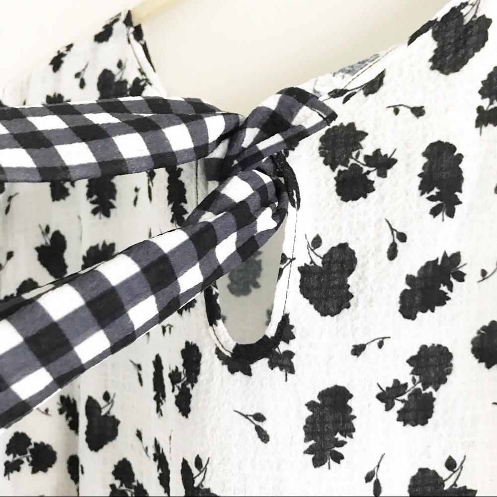 ๐4/$20 NWOT Spense Black White Floral Gingham Top 1X - Picture 8 of 11